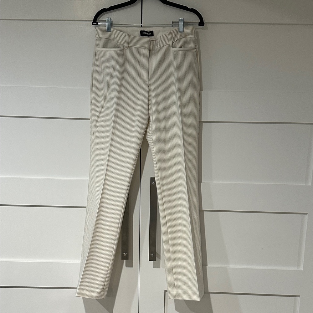 Express Cream Pinstripe colonist barely boot mid rise. Women's Pants. 10R